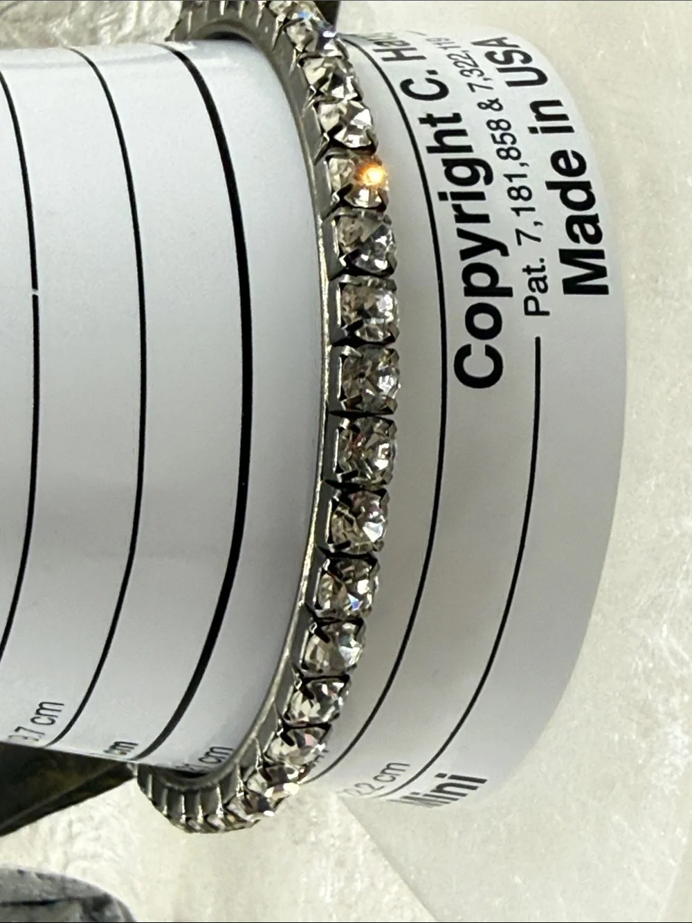 Rhinestone prong set vintage Bracelet - Silver Tone bangle larger stones & size